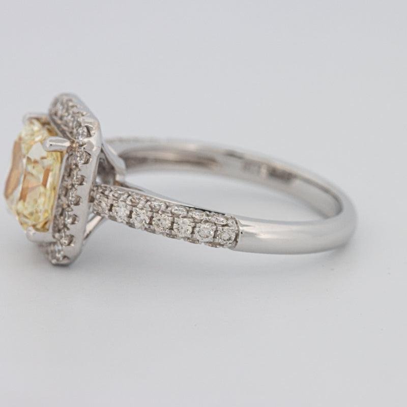 2.18 CT Fancy Light Yellow Square Radiant Cut Halo Solitaire - ZIZOV DIAMONDS