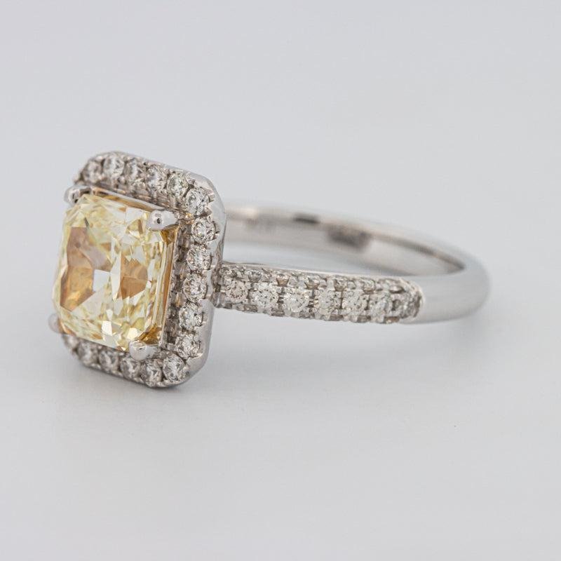 2.18 CT Fancy Light Yellow Square Radiant Cut Halo Solitaire - ZIZOV DIAMONDS