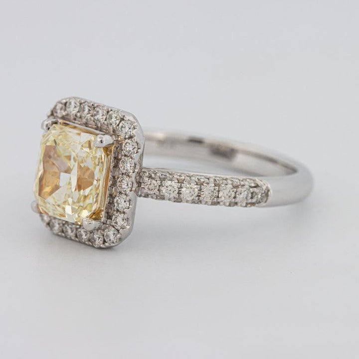 2.18 CT Fancy Light Yellow Square Radiant Cut Halo Solitaire - ZIZOV DIAMONDS
