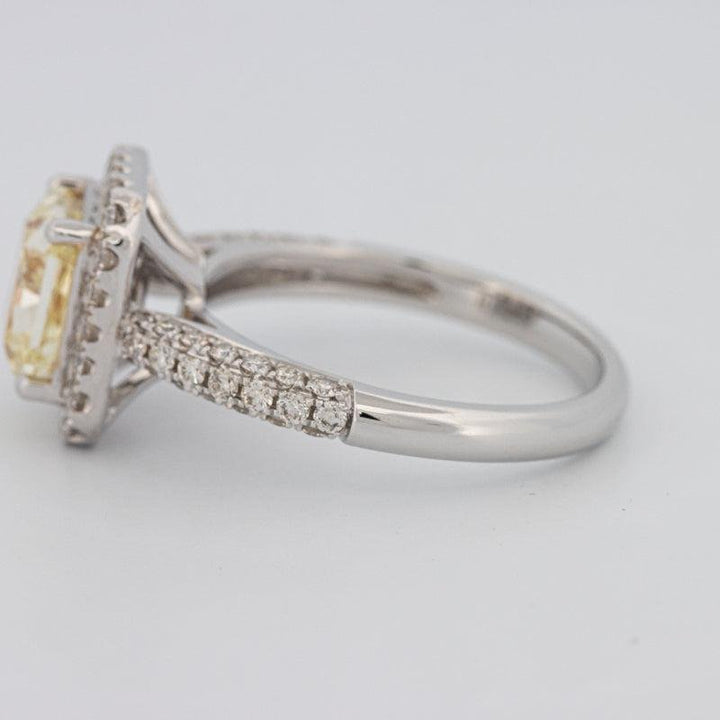 2.18 CT Fancy Light Yellow Square Radiant Cut Halo Solitaire - ZIZOV DIAMONDS