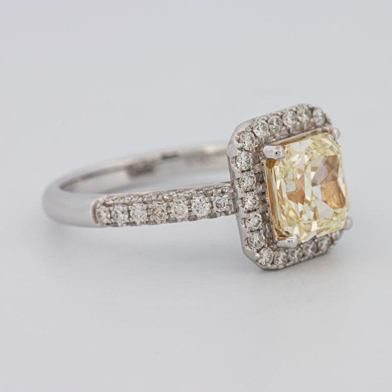 2.18 CT Fancy Light Yellow Square Radiant Cut Halo Solitaire - ZIZOV DIAMONDS