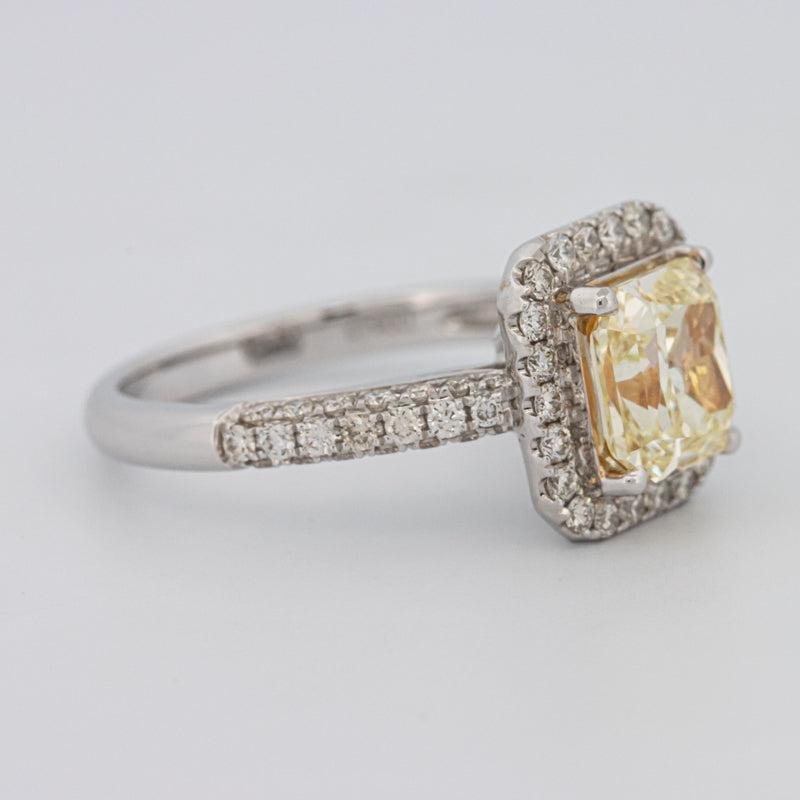 2.18 CT Fancy Light Yellow Square Radiant Cut Halo Solitaire - ZIZOV DIAMONDS