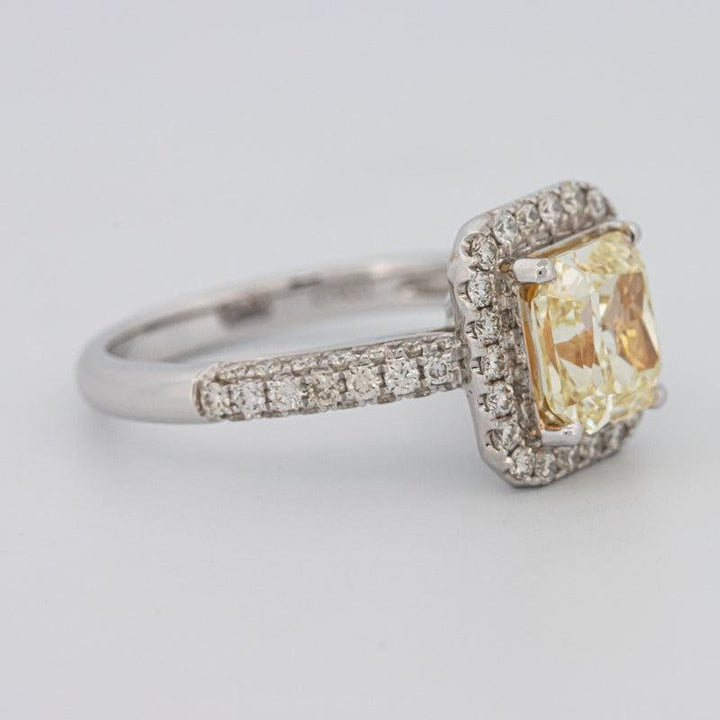 2.18 CT Fancy Light Yellow Square Radiant Cut Halo Solitaire - ZIZOV DIAMONDS
