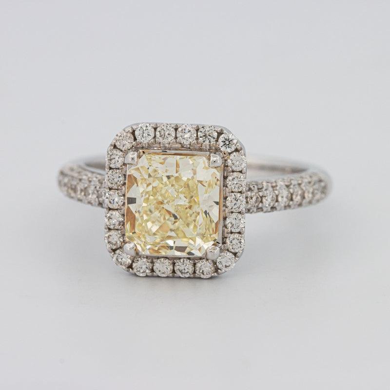 2.18 CT Fancy Light Yellow Square Radiant Cut Halo Solitaire - ZIZOV DIAMONDS