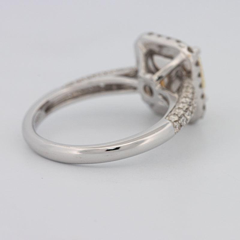 2.18 CT Fancy Light Yellow Square Radiant Cut Halo Solitaire - ZIZOV DIAMONDS