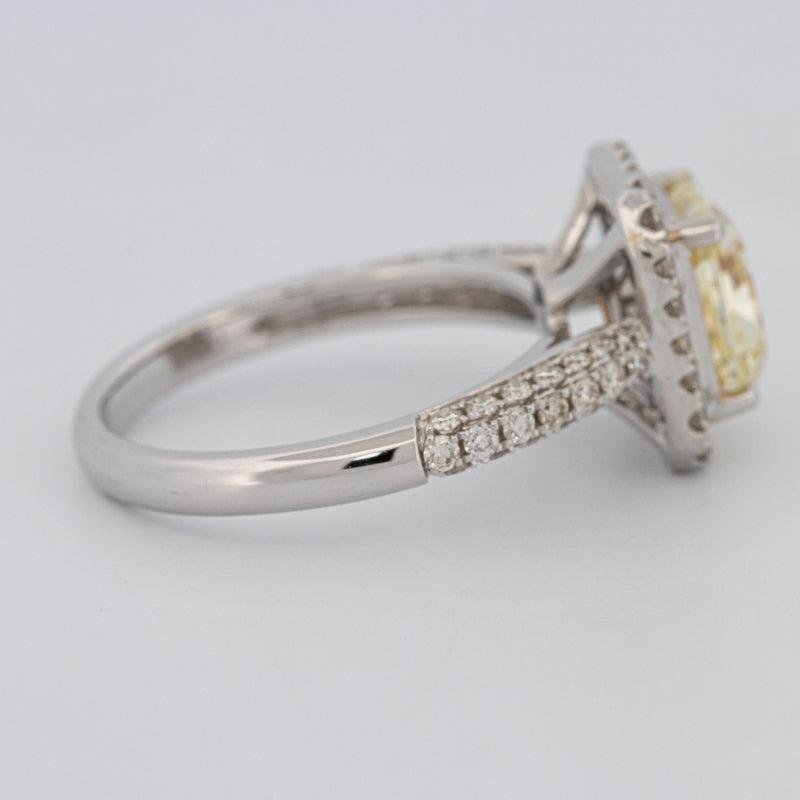2.18 CT Fancy Light Yellow Square Radiant Cut Halo Solitaire - ZIZOV DIAMONDS