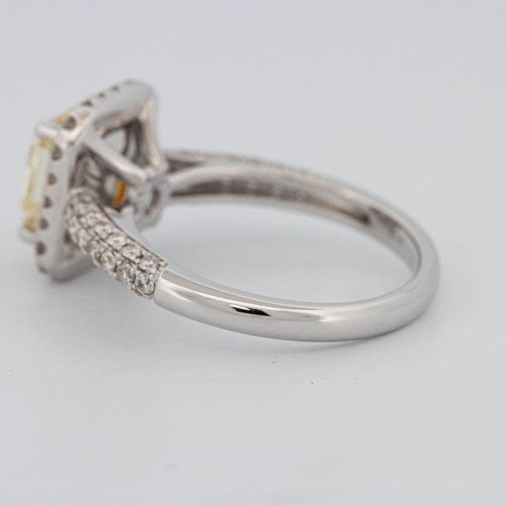 2.18 CT Fancy Light Yellow Square Radiant Cut Halo Solitaire - ZIZOV DIAMONDS