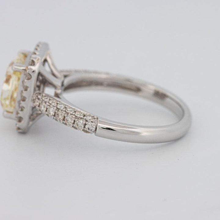 2.18 CT Fancy Light Yellow Square Radiant Cut Halo Solitaire - ZIZOV DIAMONDS
