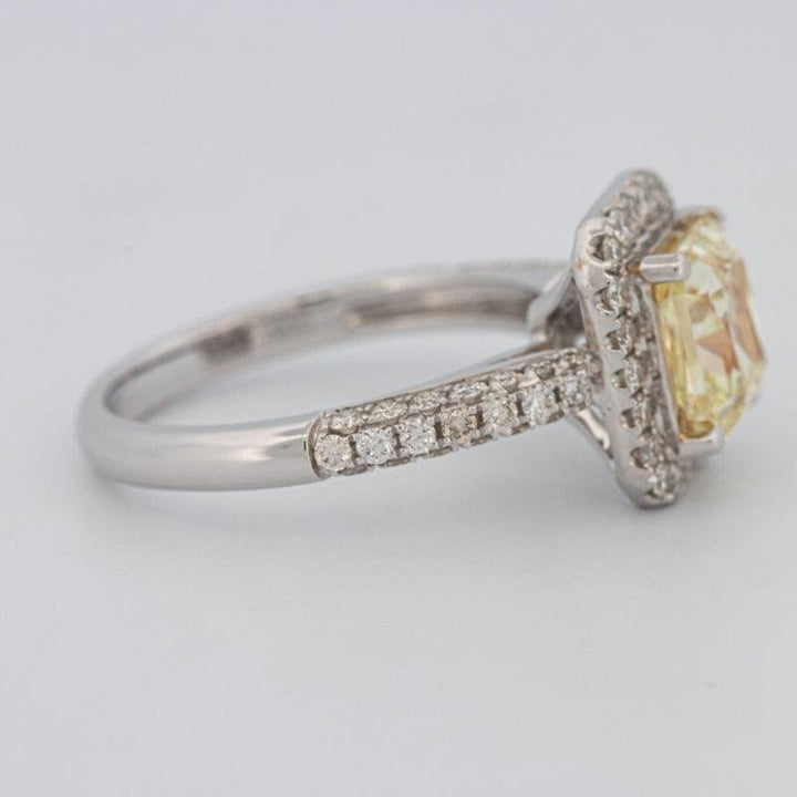 2.18 CT Fancy Light Yellow Square Radiant Cut Halo Solitaire - ZIZOV DIAMONDS