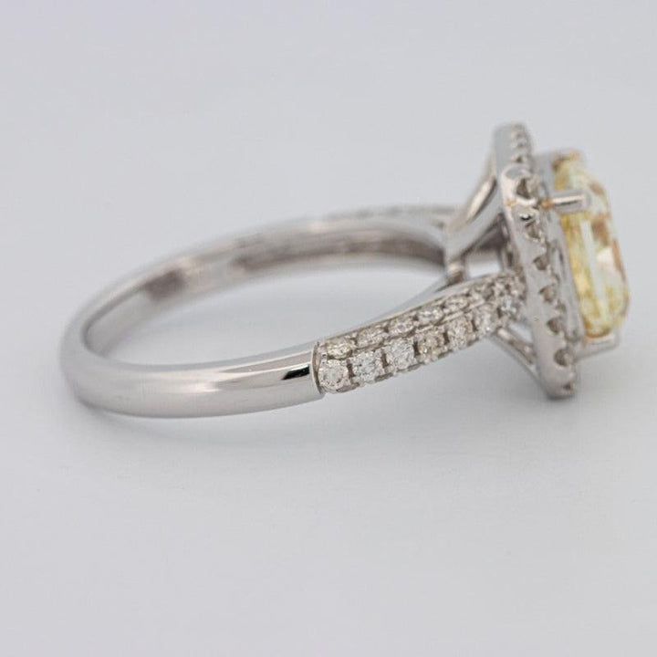 2.18 CT Fancy Light Yellow Square Radiant Cut Halo Solitaire - ZIZOV DIAMONDS