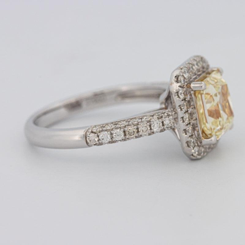 2.18 CT Fancy Light Yellow Square Radiant Cut Halo Solitaire - ZIZOV DIAMONDS