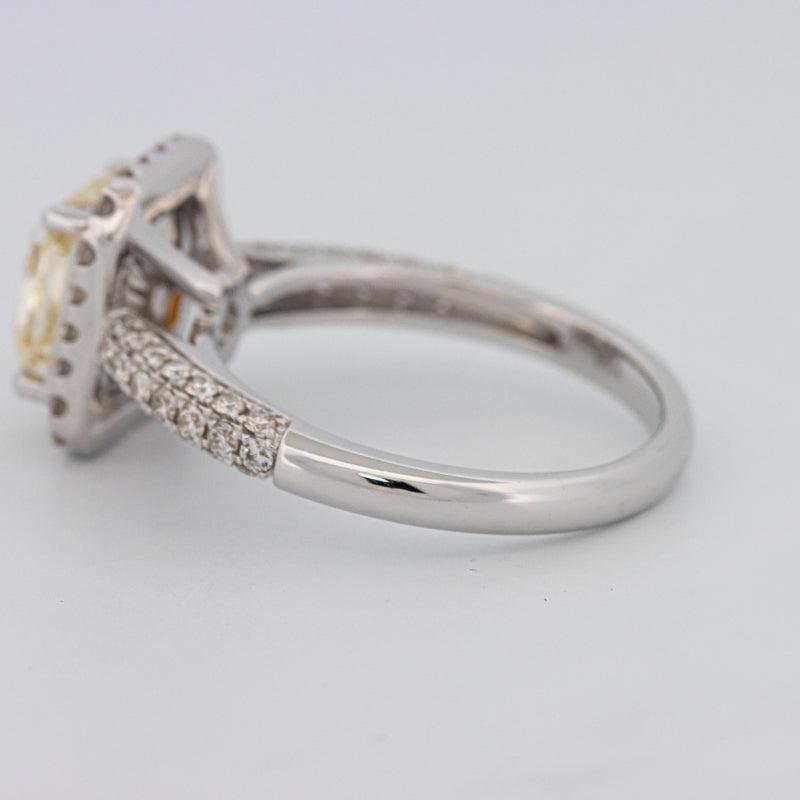 2.18 CT Fancy Light Yellow Square Radiant Cut Halo Solitaire - ZIZOV DIAMONDS