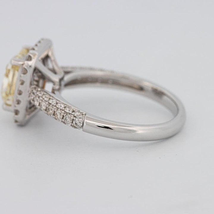 2.18 CT Fancy Light Yellow Square Radiant Cut Halo Solitaire - ZIZOV DIAMONDS