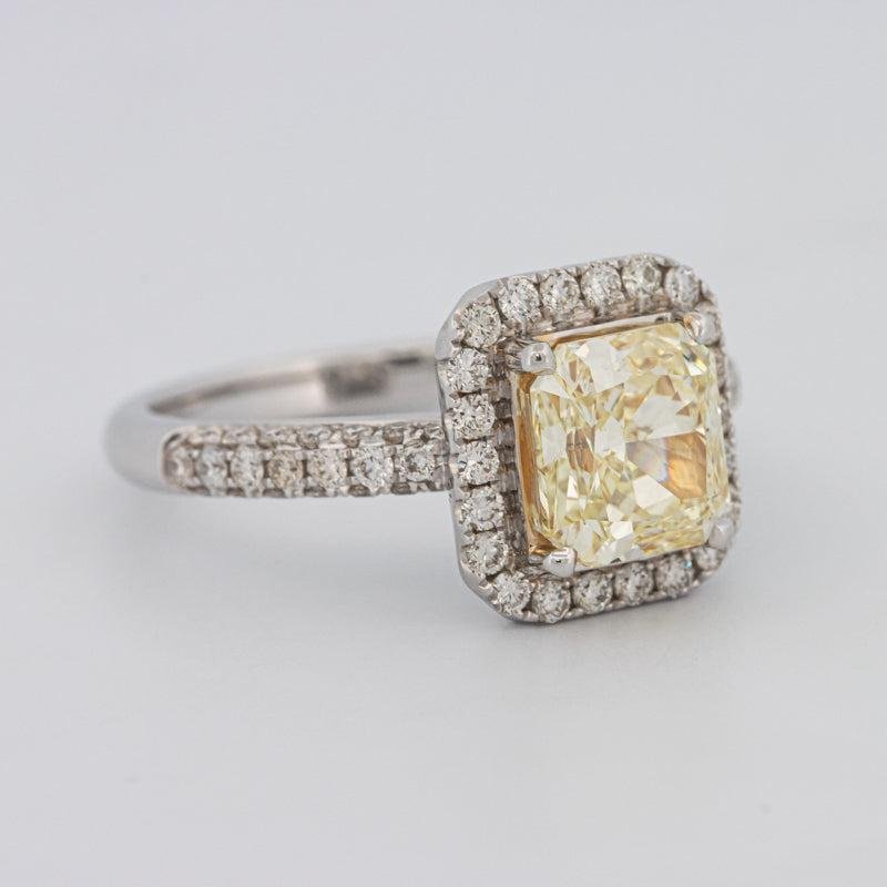 2.18 CT Fancy Light Yellow Square Radiant Cut Halo Solitaire - ZIZOV DIAMONDS