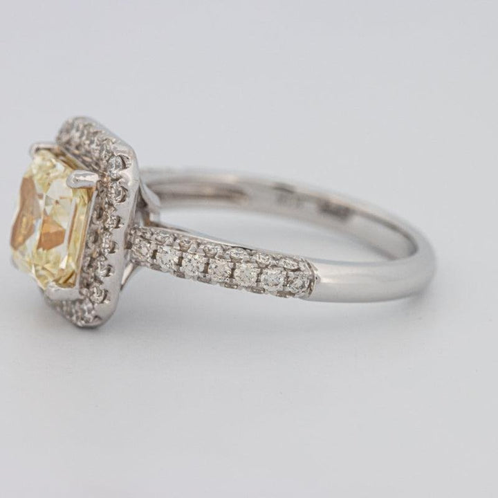 2.18 CT Fancy Light Yellow Square Radiant Cut Halo Solitaire - ZIZOV DIAMONDS