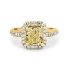 2.18 CT Fancy Light Yellow Square Radiant Cut Halo Solitaire - ZIZOV DIAMONDS