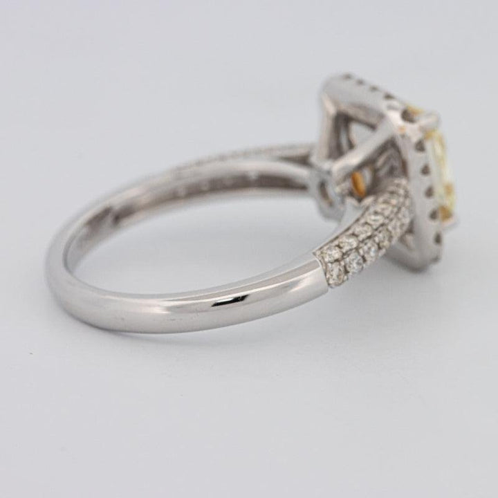 2.18 CT Fancy Light Yellow Square Radiant Cut Halo Solitaire - ZIZOV DIAMONDS