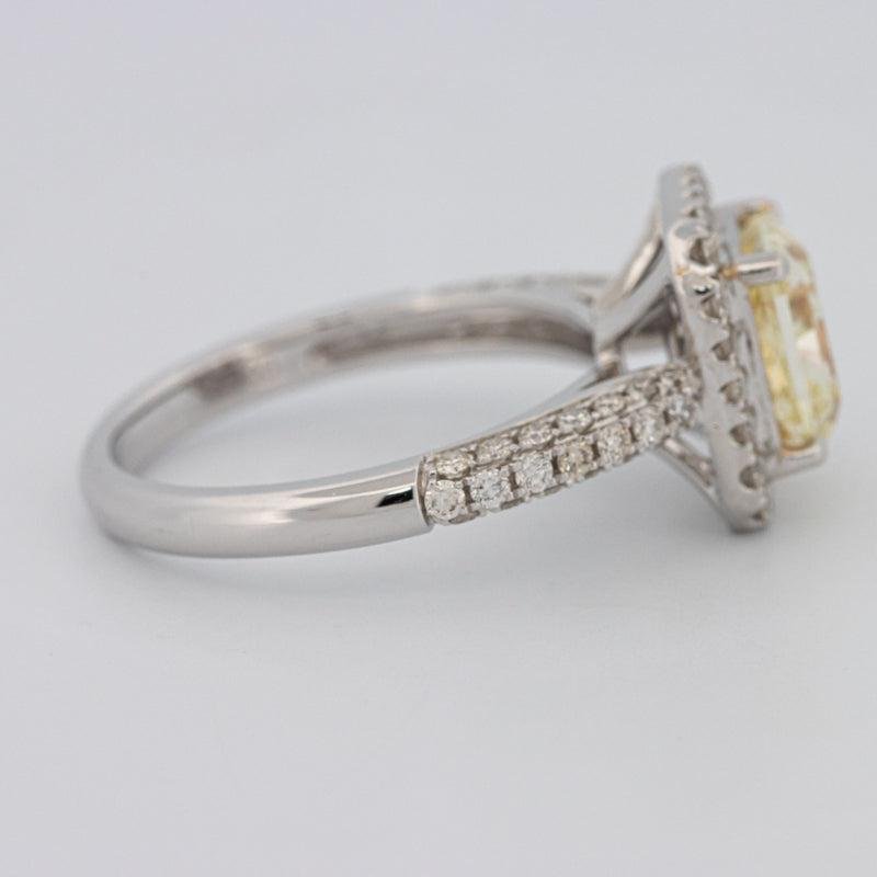 2.18 CT Fancy Light Yellow Square Radiant Cut Halo Solitaire - ZIZOV DIAMONDS