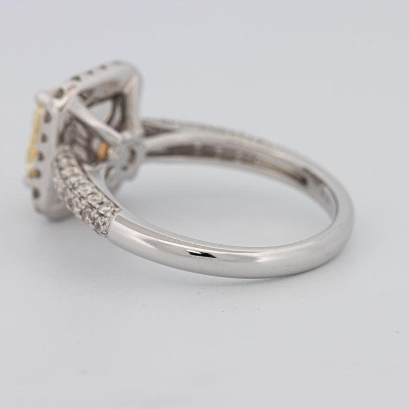 2.18 CT Fancy Light Yellow Square Radiant Cut Halo Solitaire - ZIZOV DIAMONDS