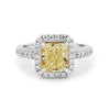 2.18 CT Fancy Light Yellow Square Radiant Cut Halo Solitaire - ZIZOV DIAMONDS