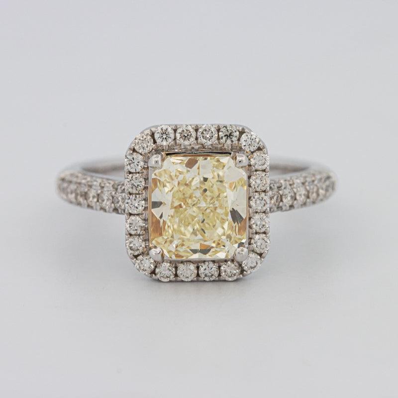 2.18 CT Fancy Light Yellow Square Radiant Cut Halo Solitaire - ZIZOV DIAMONDS