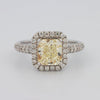 2.18 CT Fancy Light Yellow Square Radiant Cut Halo Solitaire - ZIZOV DIAMONDS