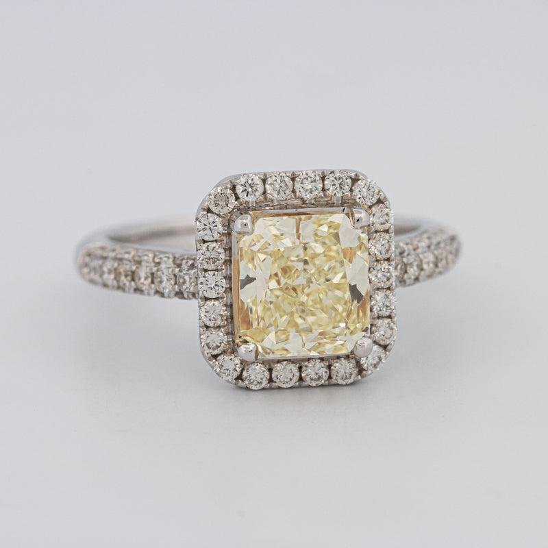 2.18 CT Fancy Light Yellow Square Radiant Cut Halo Solitaire - ZIZOV DIAMONDS