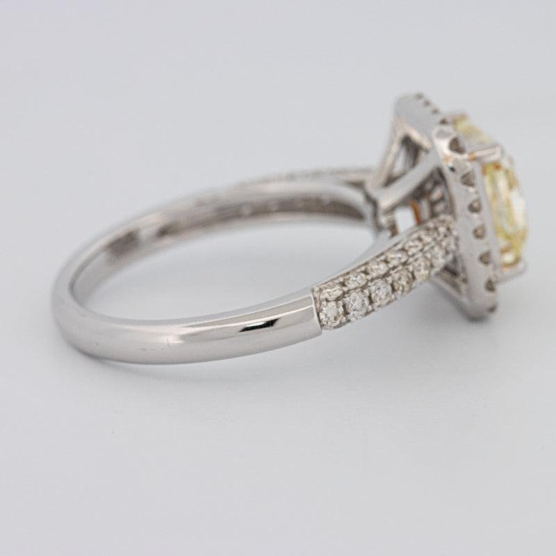2.18 CT Fancy Light Yellow Square Radiant Cut Halo Solitaire - ZIZOV DIAMONDS