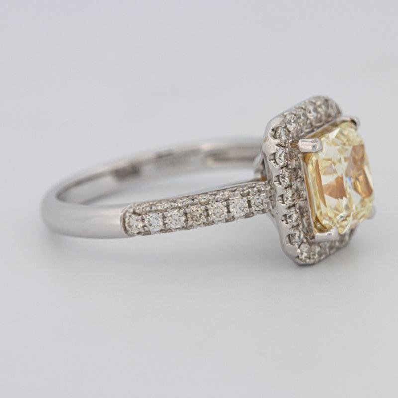 2.18 CT Fancy Light Yellow Square Radiant Cut Halo Solitaire - ZIZOV DIAMONDS