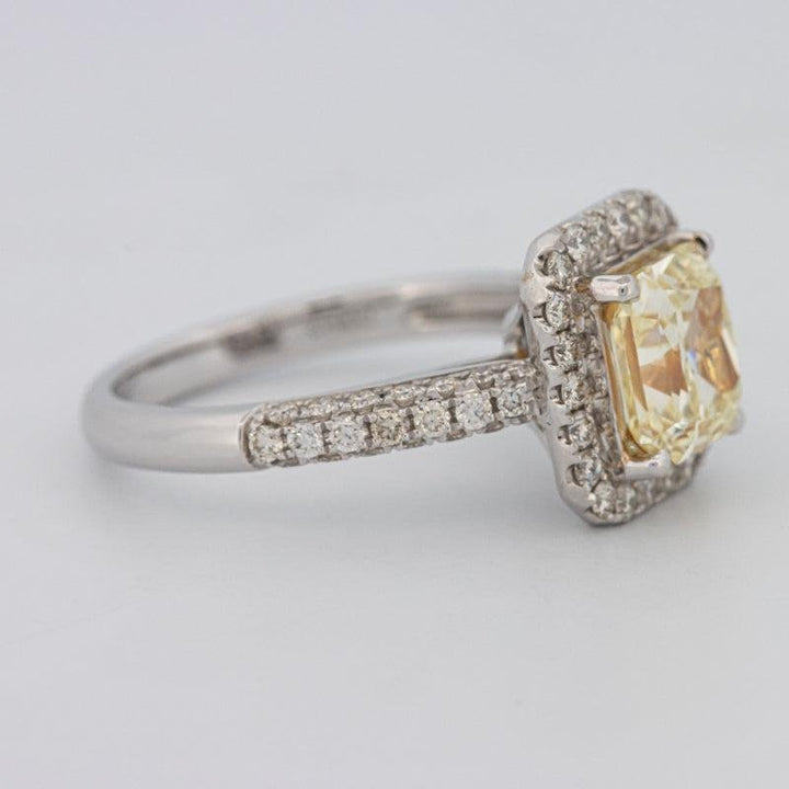 2.18 CT Fancy Light Yellow Square Radiant Cut Halo Solitaire - ZIZOV DIAMONDS