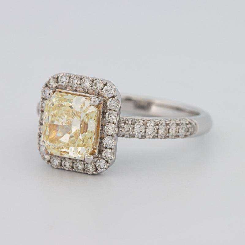 2.18 CT Fancy Light Yellow Square Radiant Cut Halo Solitaire - ZIZOV DIAMONDS
