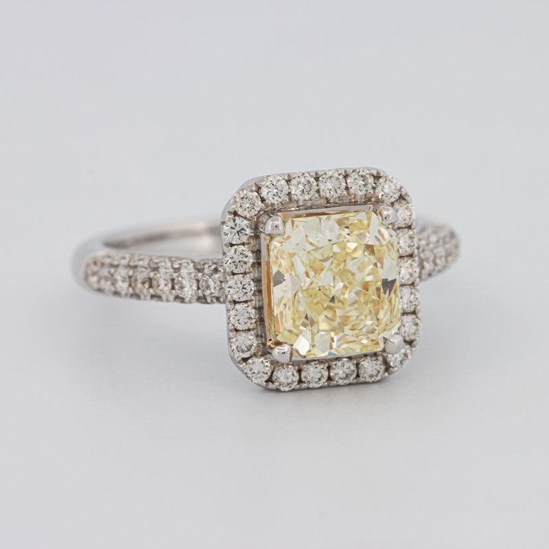 2.18 CT Fancy Light Yellow Square Radiant Cut Halo Solitaire - ZIZOV DIAMONDS