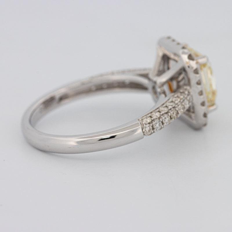 2.18 CT Fancy Light Yellow Square Radiant Cut Halo Solitaire - ZIZOV DIAMONDS