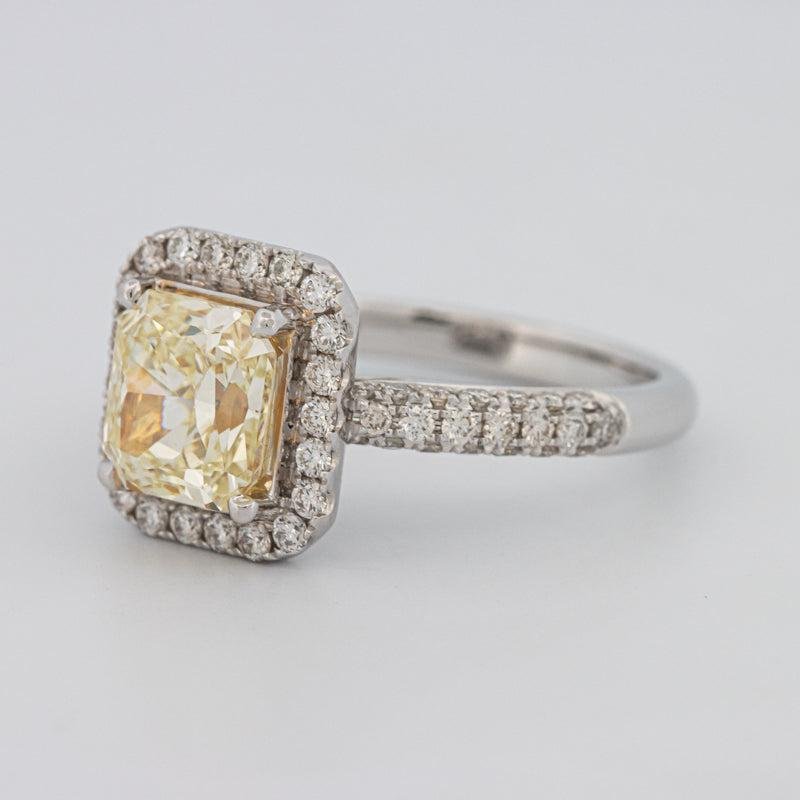 2.18 CT Fancy Light Yellow Square Radiant Cut Halo Solitaire - ZIZOV DIAMONDS