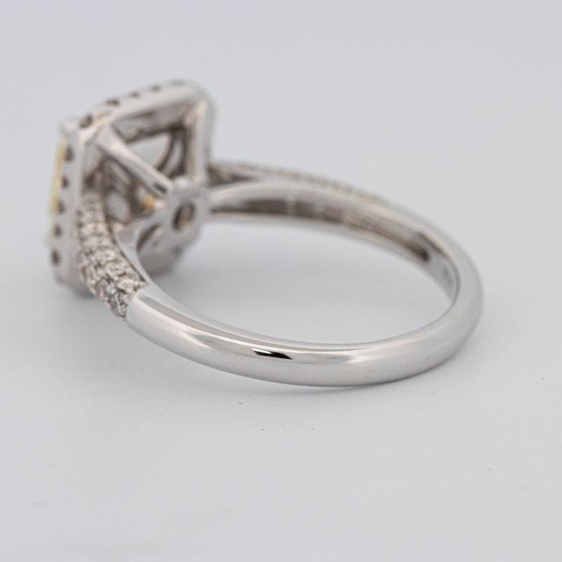 2.18 CT Fancy Light Yellow Square Radiant Cut Halo Solitaire - ZIZOV DIAMONDS