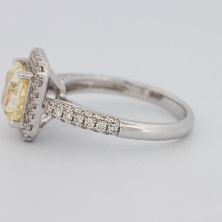 2.18 CT Fancy Light Yellow Square Radiant Cut Halo Solitaire - ZIZOV DIAMONDS