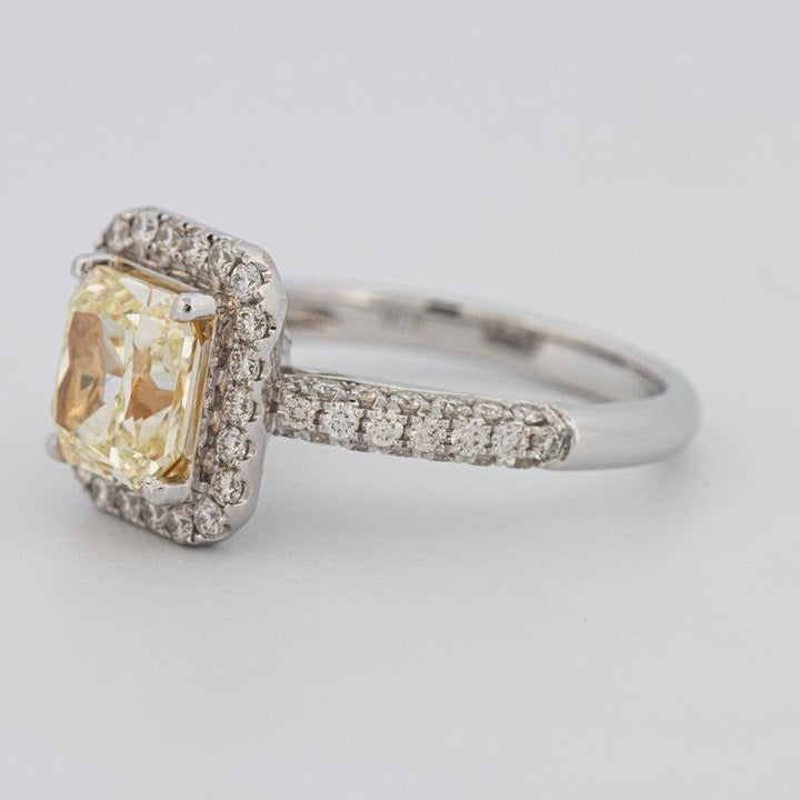 2.18 CT Fancy Light Yellow Square Radiant Cut Halo Solitaire - ZIZOV DIAMONDS