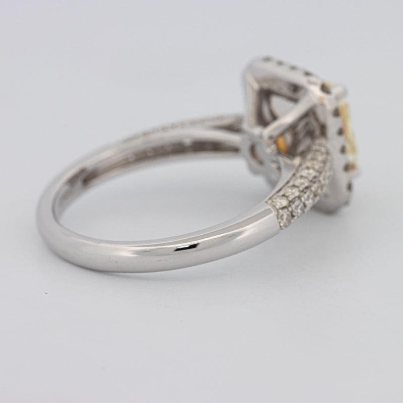 2.18 CT Fancy Light Yellow Square Radiant Cut Halo Solitaire - ZIZOV DIAMONDS