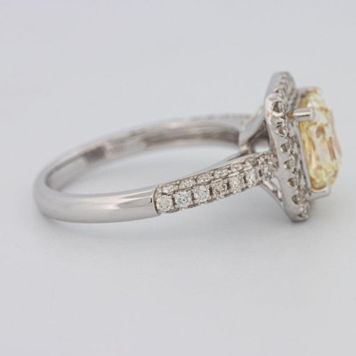 2.18 CT Fancy Light Yellow Square Radiant Cut Halo Solitaire - ZIZOV DIAMONDS