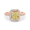 2.18 CT Fancy Light Yellow Square Radiant Cut Halo Solitaire - ZIZOV DIAMONDS