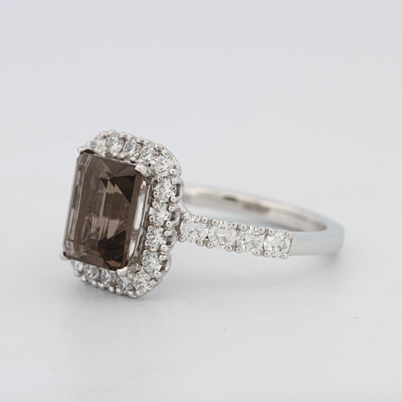 2.37 CT Emerald Quartz Flumé Halo Ring - ZIZOV DIAMONDS