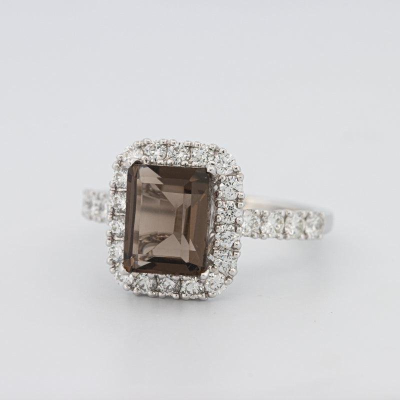 2.37 CT Emerald Quartz Flumé Halo Ring - ZIZOV DIAMONDS