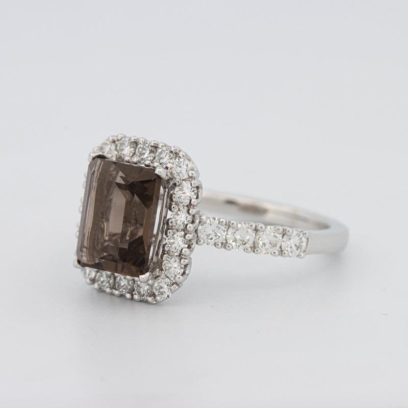 2.37 CT Emerald Quartz Flumé Halo Ring - ZIZOV DIAMONDS