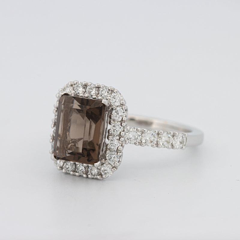 2.37 CT Emerald Quartz Flumé Halo Ring - ZIZOV DIAMONDS