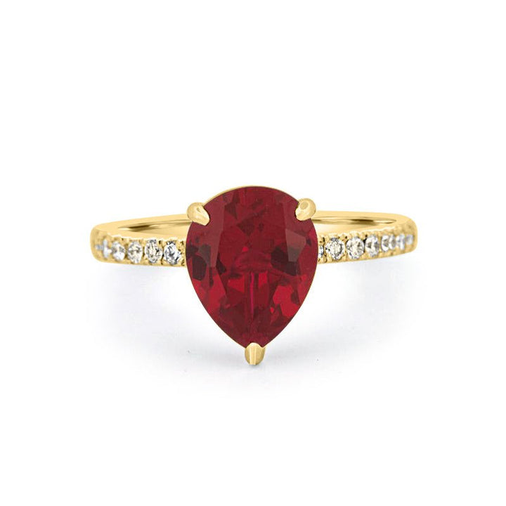 2.40 CT Pearshape Red Ruby Ring - ZIZOV DIAMONDS