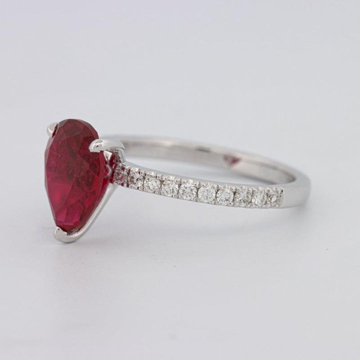 2.40 CT Pearshape Red Ruby Ring - ZIZOV DIAMONDS
