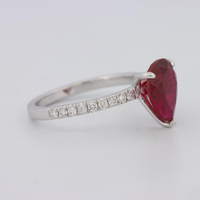 2.40 CT Pearshape Red Ruby Ring - ZIZOV DIAMONDS