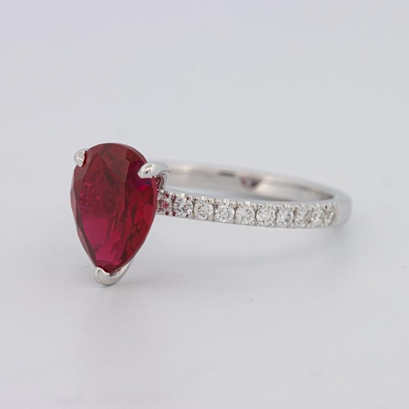 2.40 CT Pearshape Red Ruby Ring - ZIZOV DIAMONDS