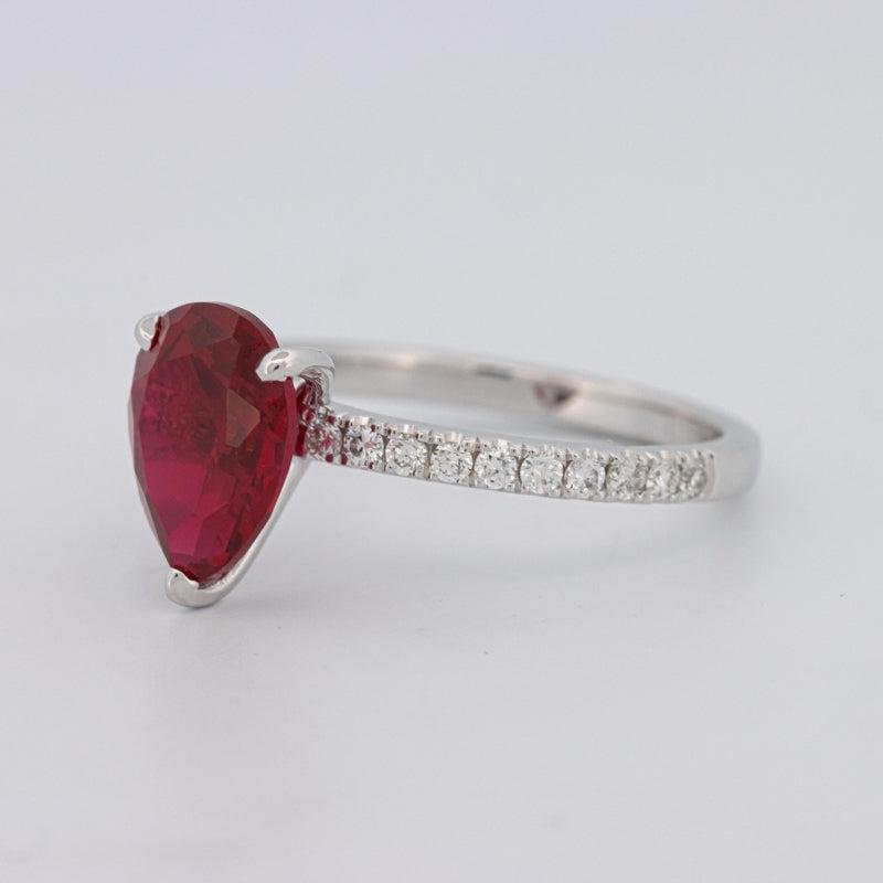 2.40 CT Pearshape Red Ruby Ring - ZIZOV DIAMONDS