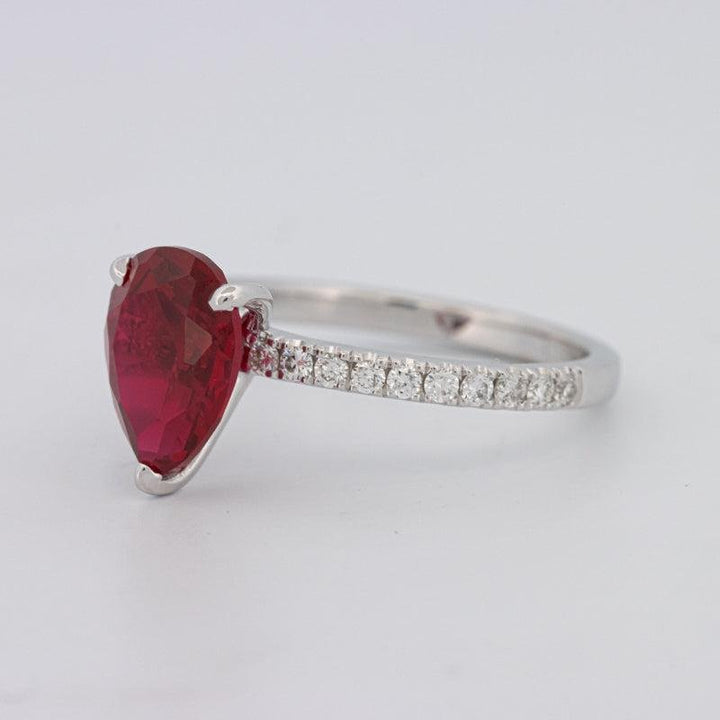 2.40 CT Pearshape Red Ruby Ring - ZIZOV DIAMONDS